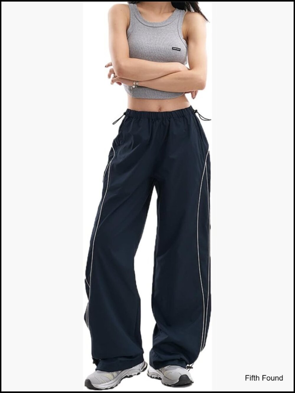 Women's Wide Leg Parachute Pants High Waist Loose Fit Track Pants Side Stripe